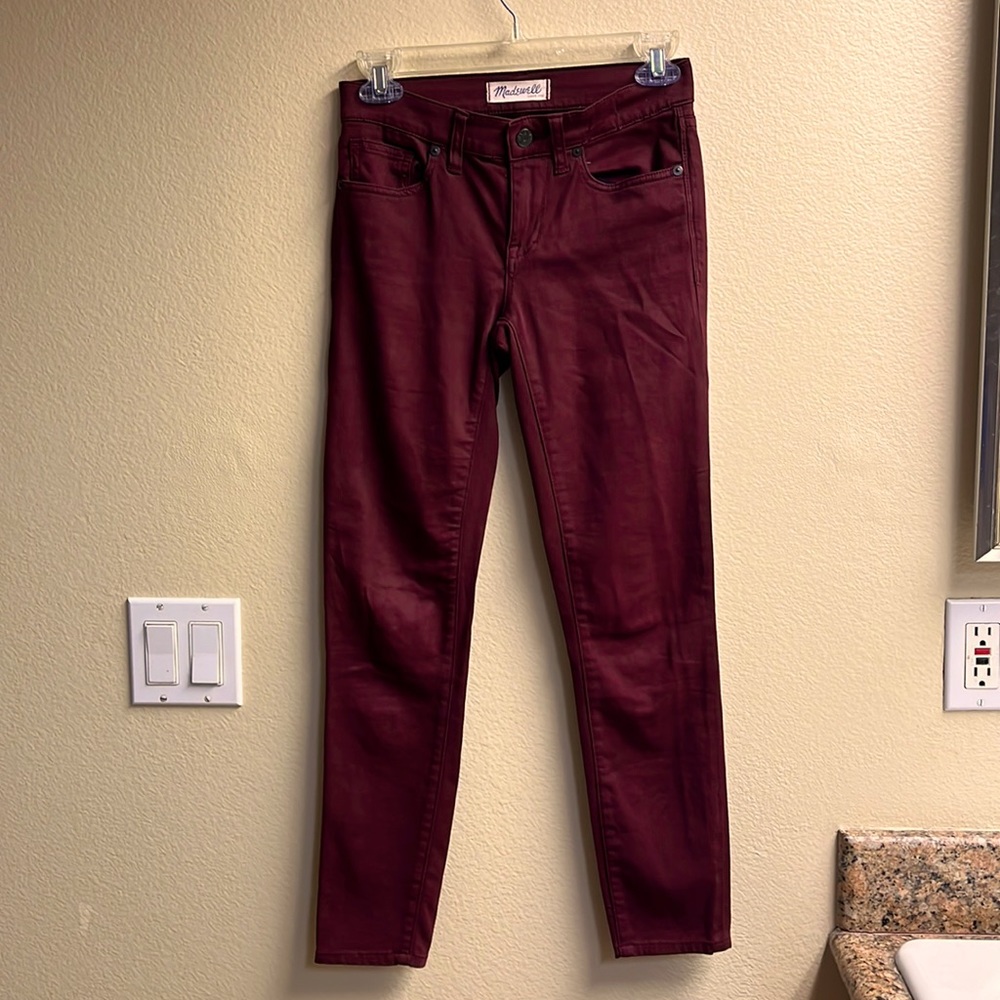 Madewell mid-rise maroon skinny skinny 24 pants